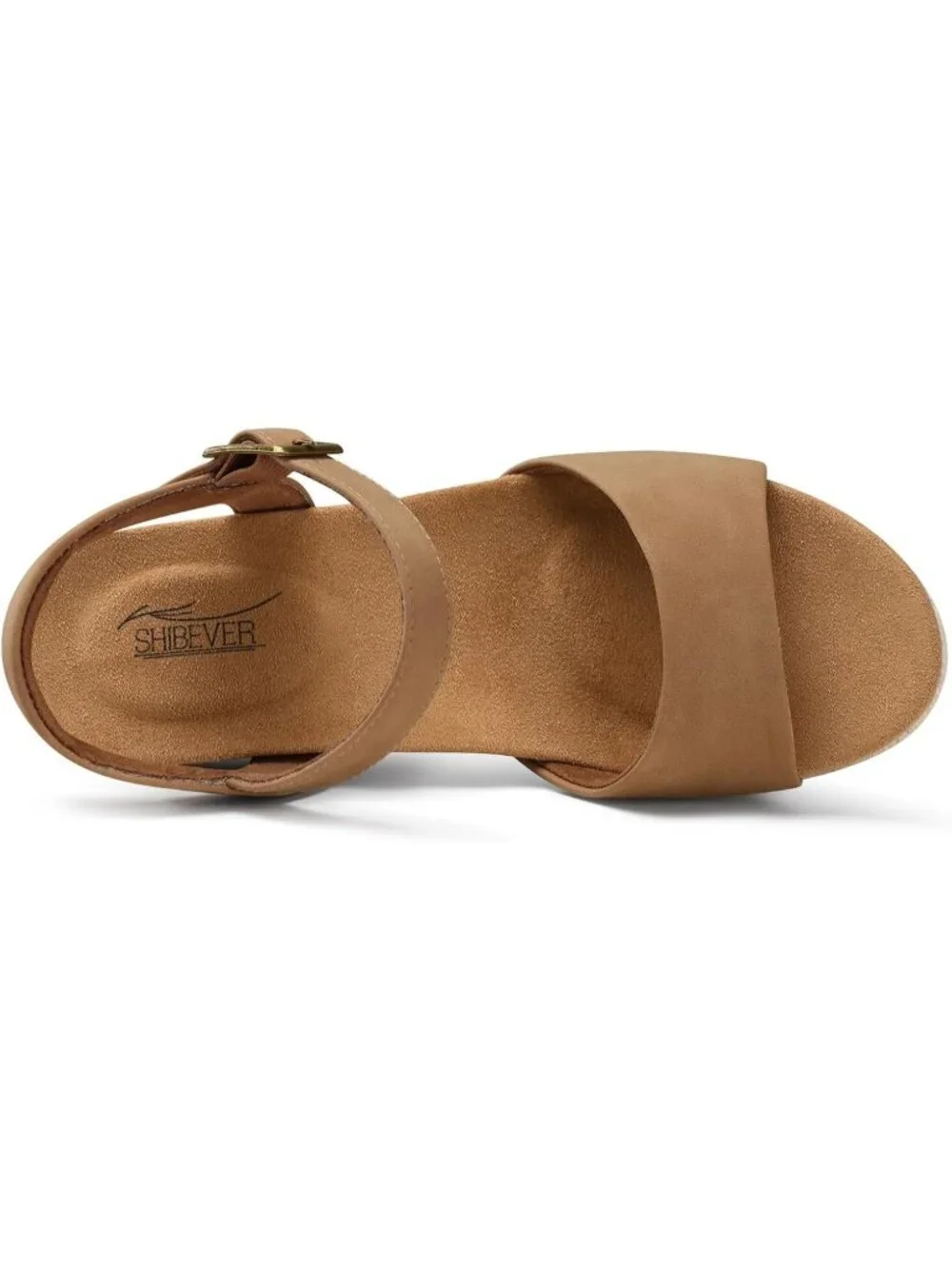 Women's Khaki Comfortable Adjustable Ankle Strap with Buckle Heel Sandals